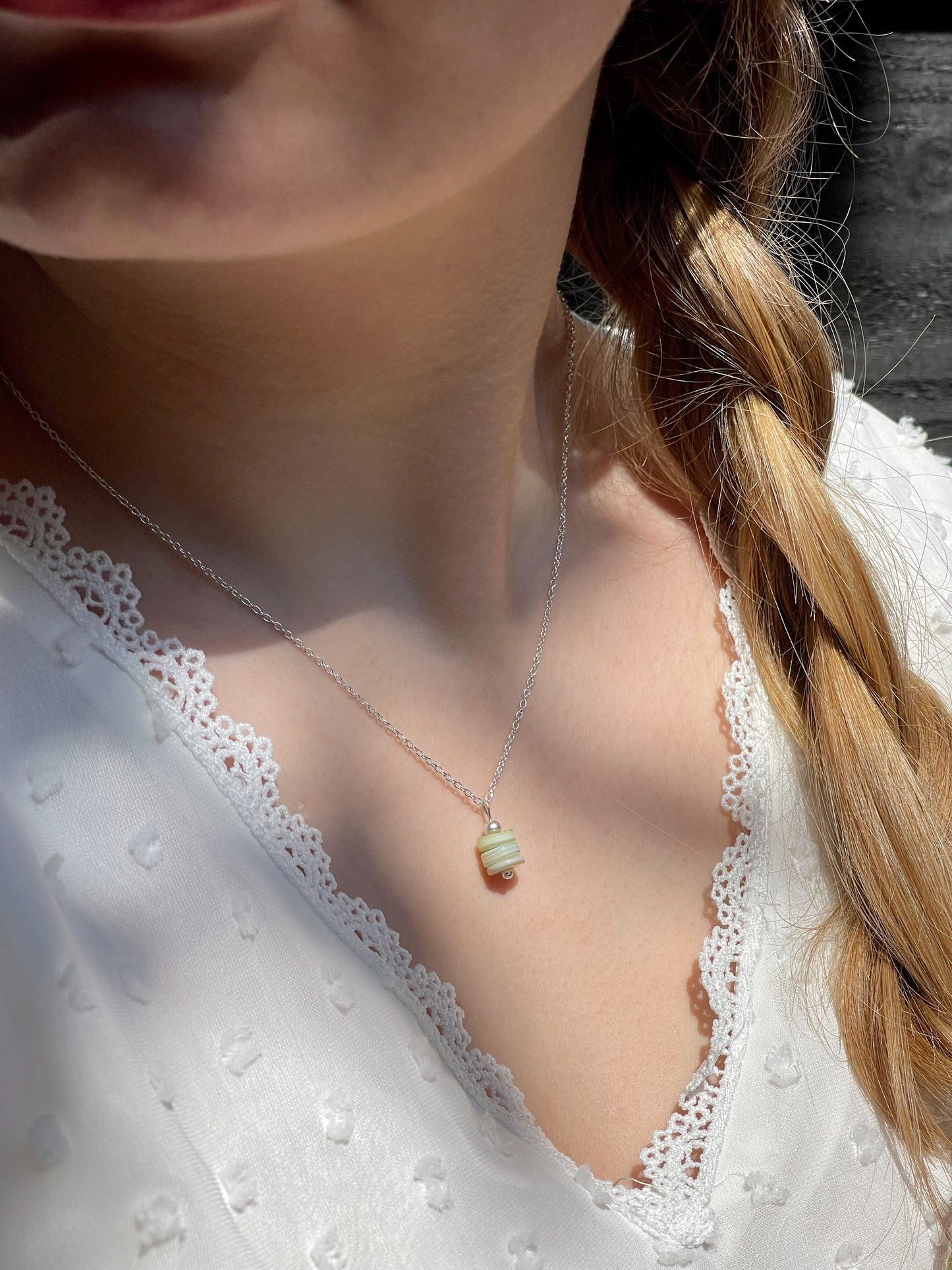 Ketting Sunshine zilver (licht turquoise)