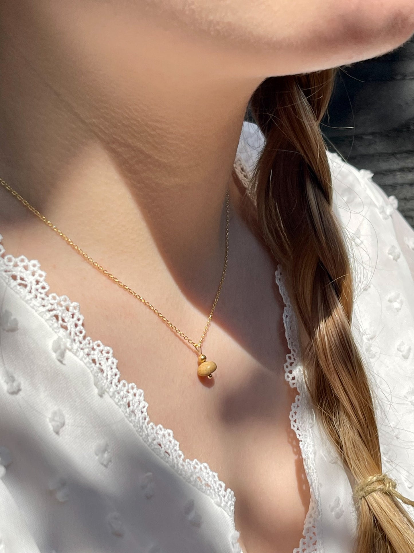 Ketting Blessing gold plated zilver (Jaspis woestijnbruin)
