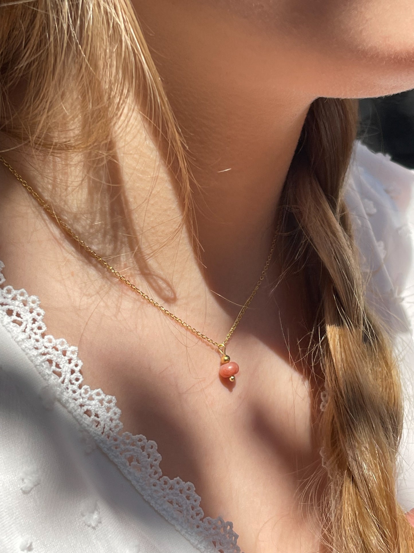 Ketting Blessing gold plated zilver (kwarts)