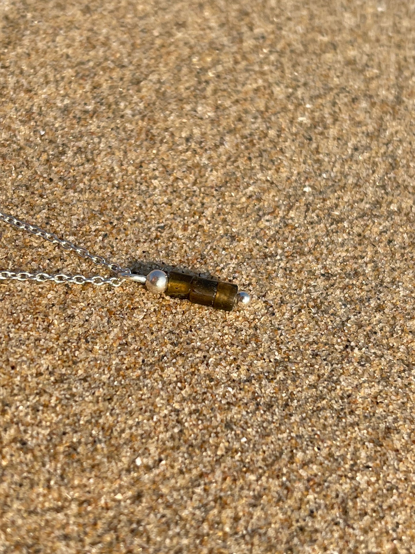 Ketting Darling zilver (Graniet donker mosgroen)