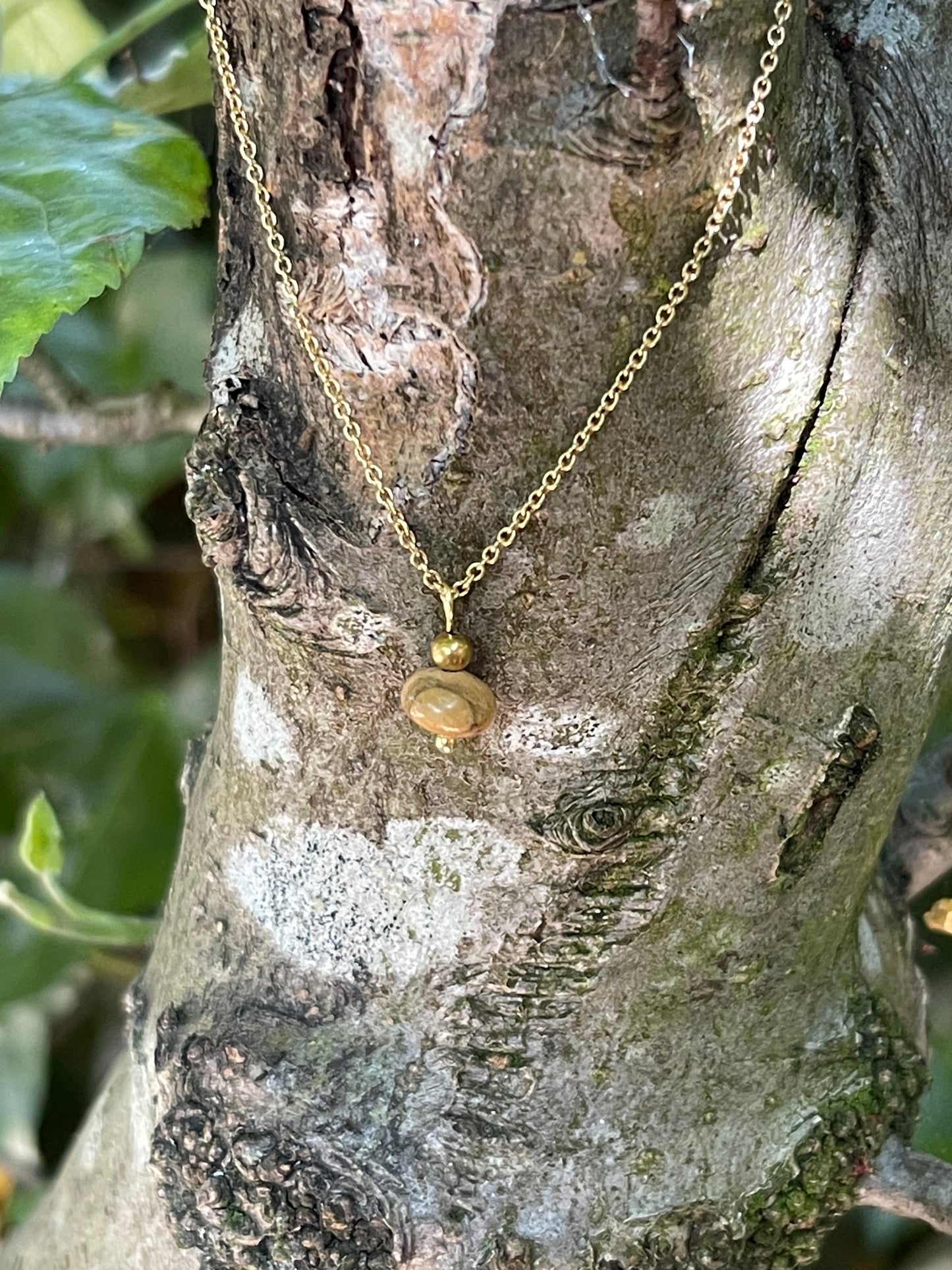Ketting Blessing gold plated zilver (Jaspis woestijnbruin)