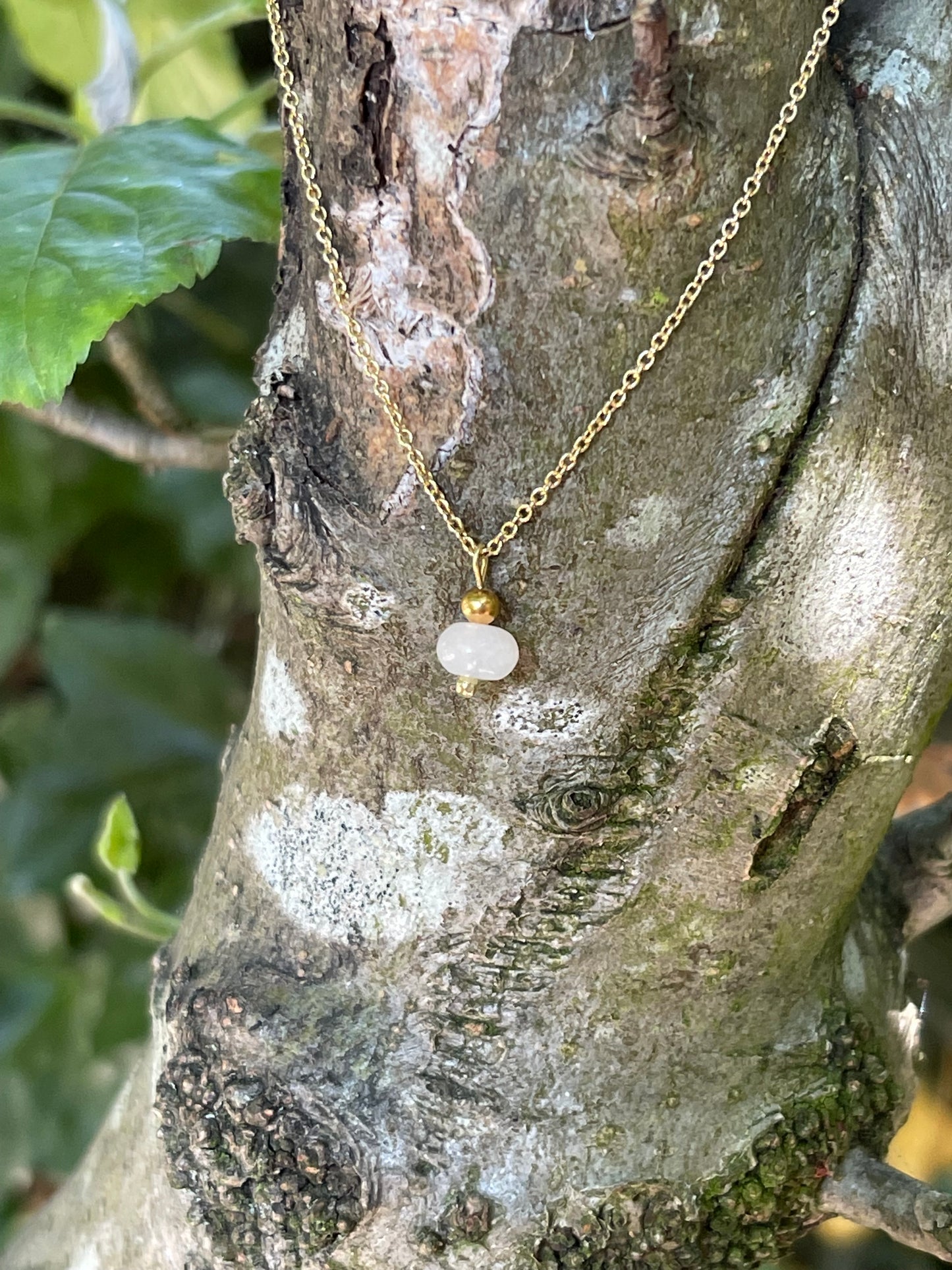 Ketting Blessing gold plated zilver (kwarts Chalcedoon)