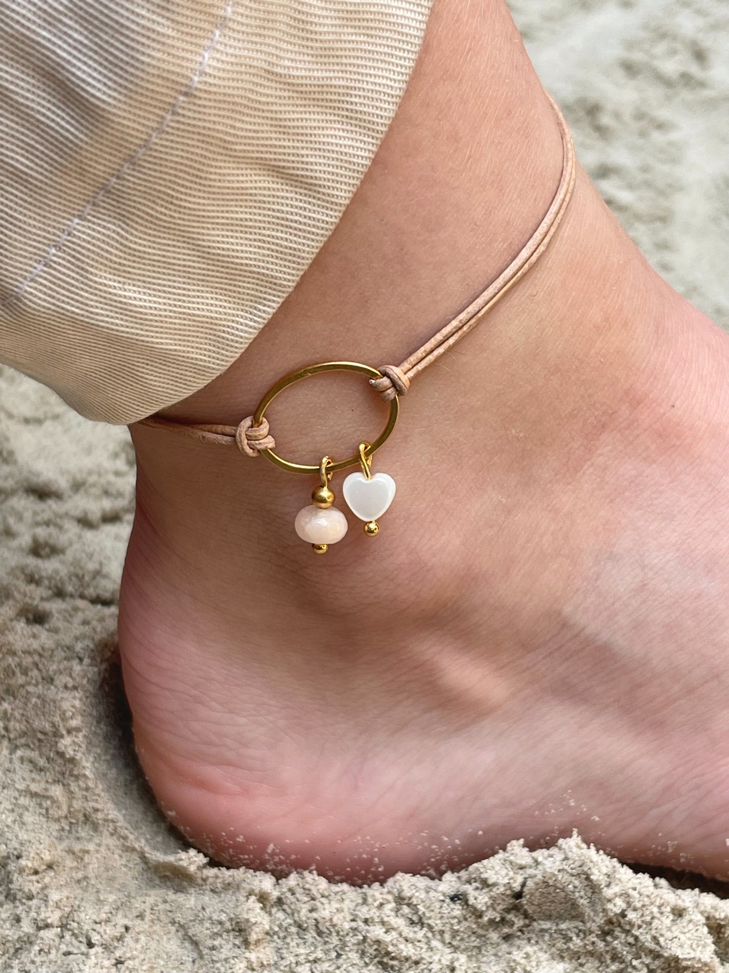 Enkelbandje Blessing (Rozenkwarts) Kisses gold plated