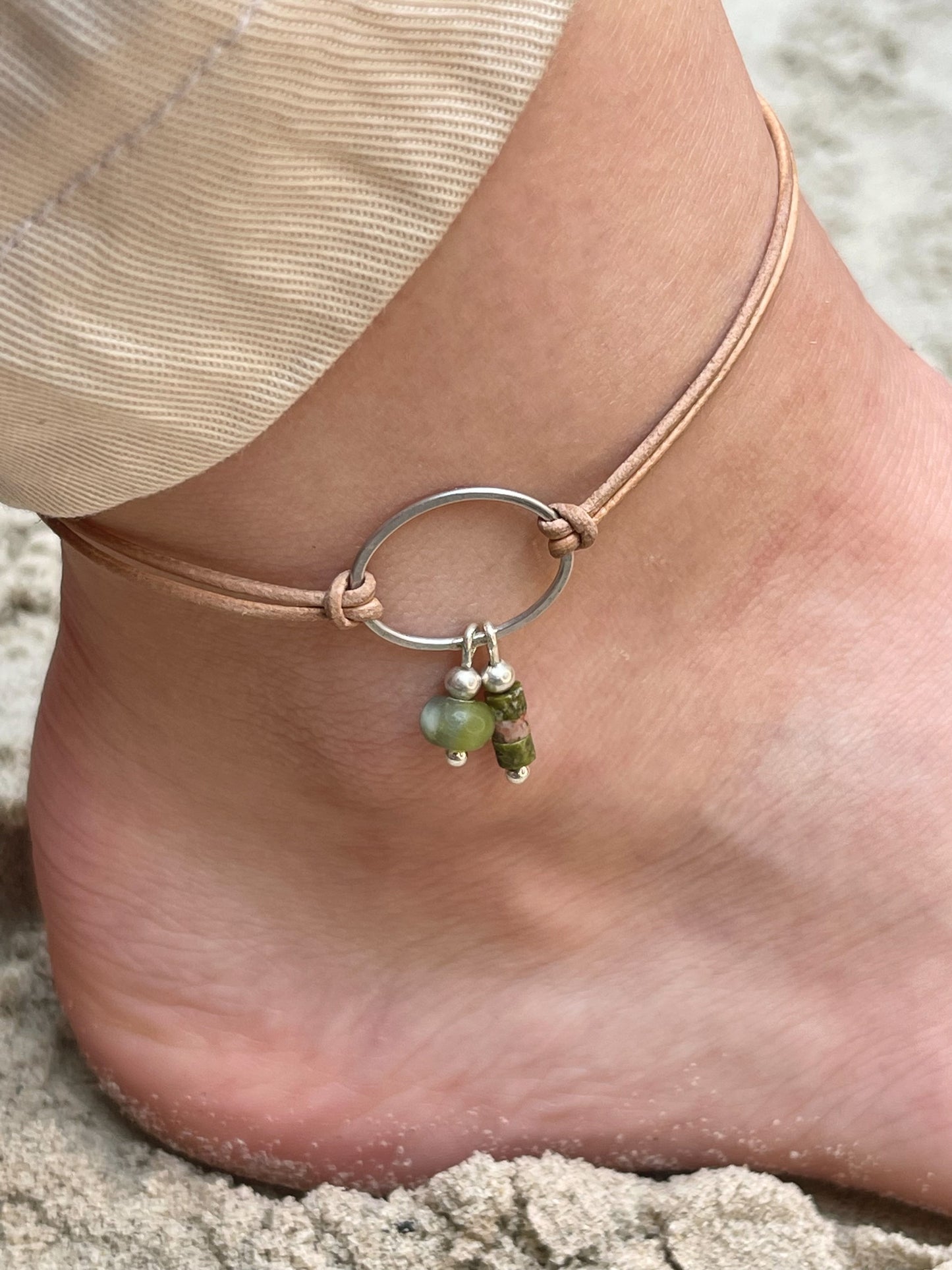 Enkelbandje Blessing (Serpentine) Darling (Kwartsgroen) zilver