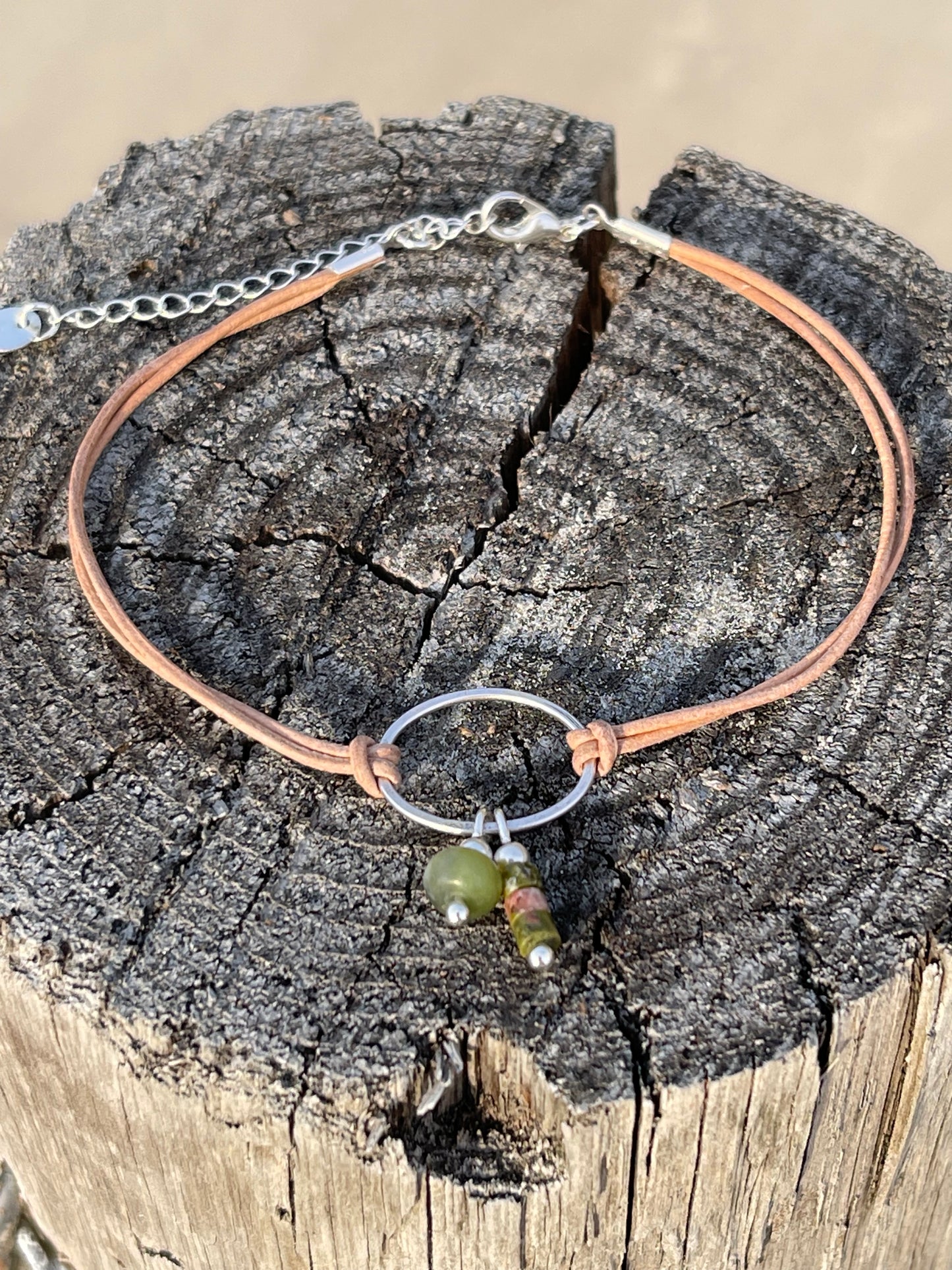 Enkelbandje Blessing (Serpentine) Darling (Kwartsgroen) zilver