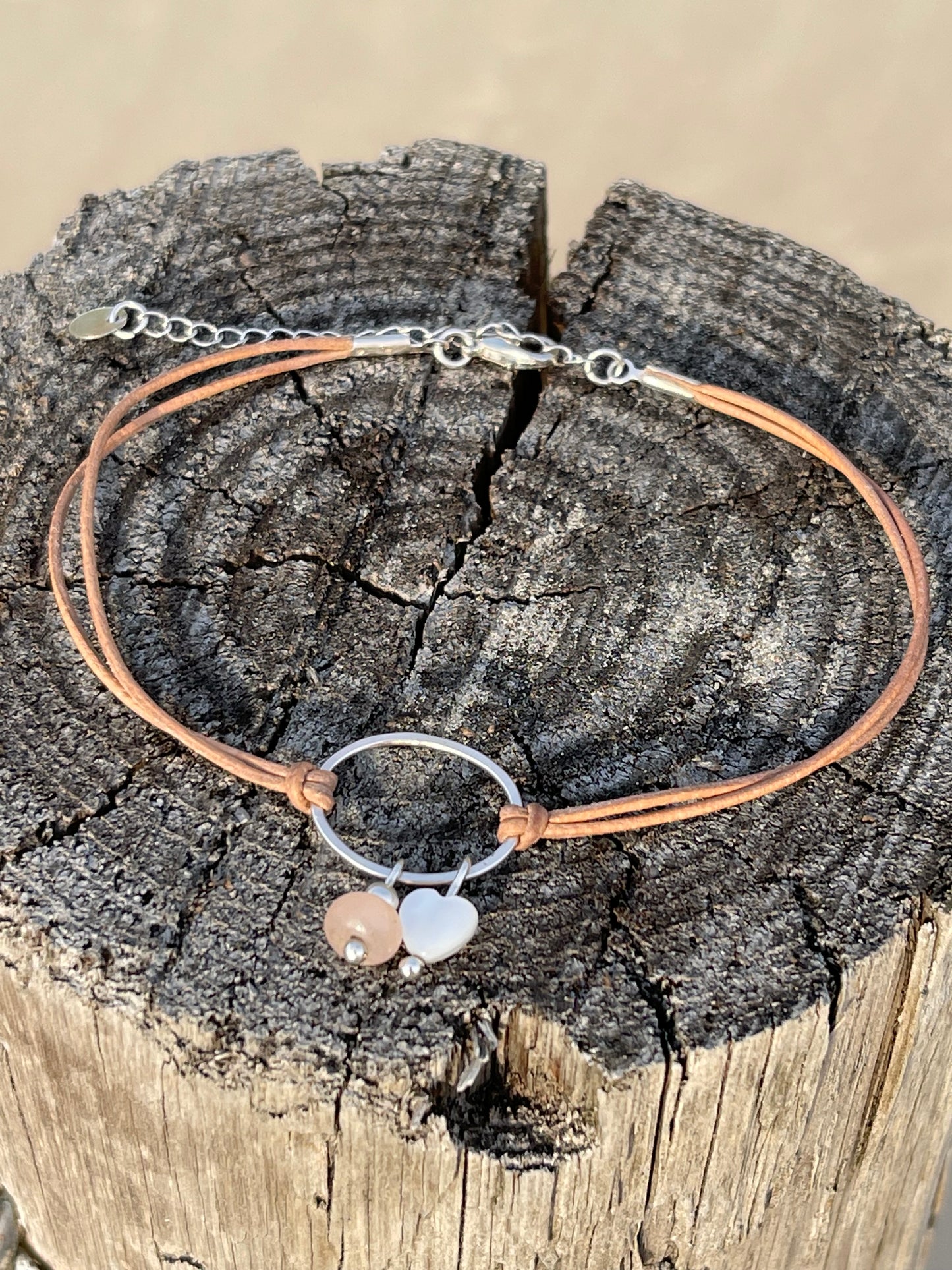 Enkelbandje Blessing (Rozenkwarts) Kisses silver