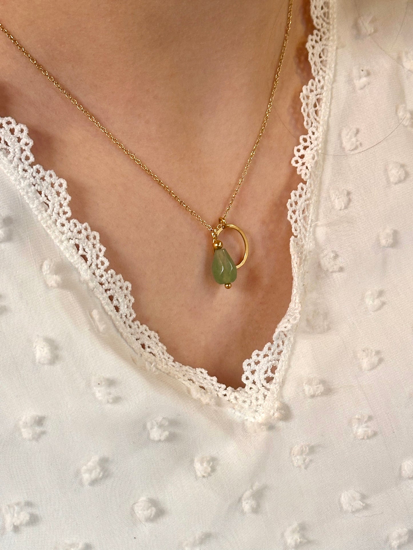 Grace Ketting goldplated zilver Aventurijn