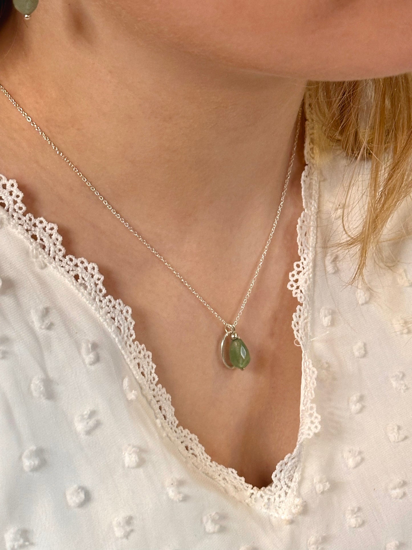 Grace Ketting zilver Aventurijn
