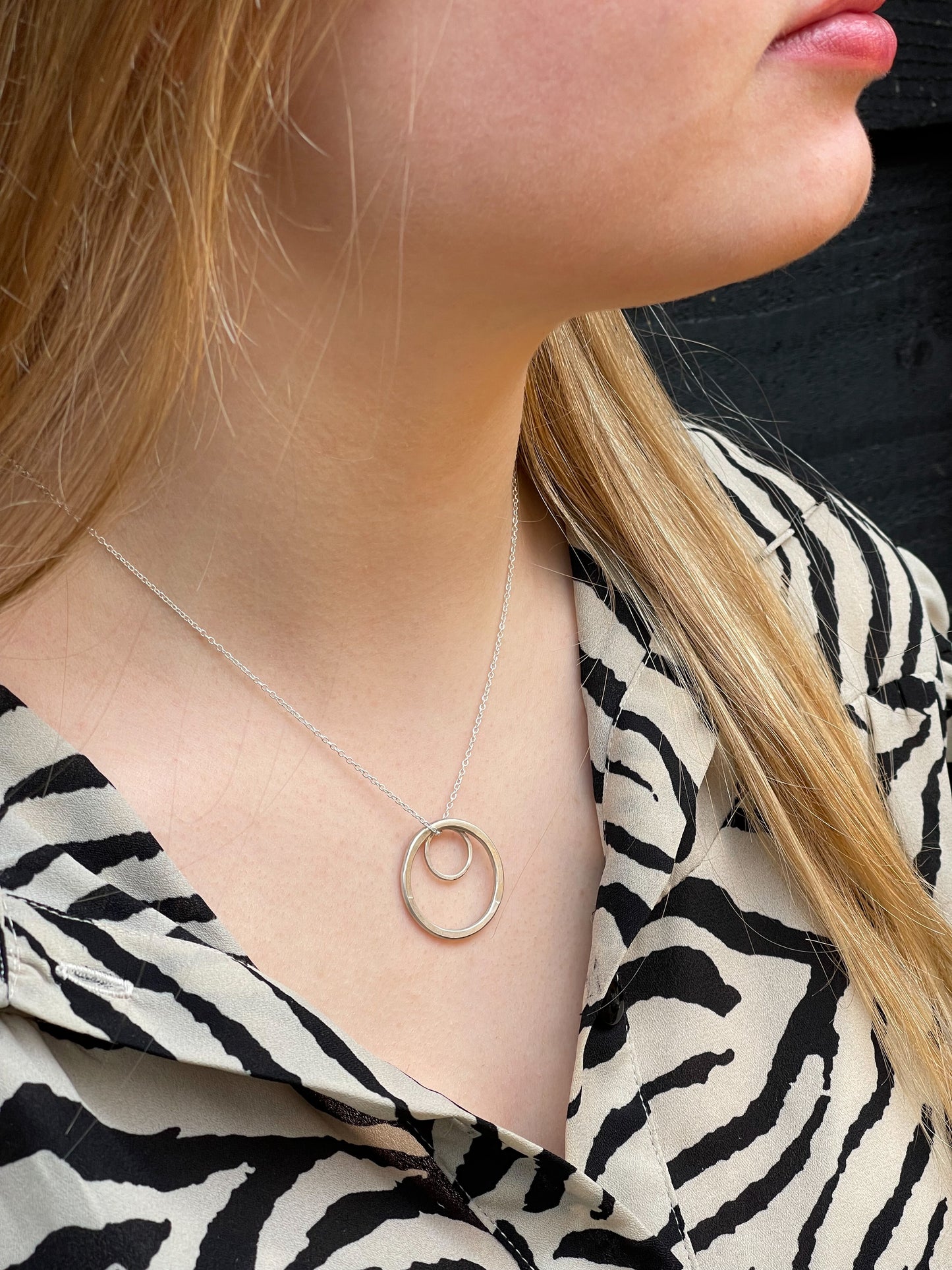 silver necklace grow on model