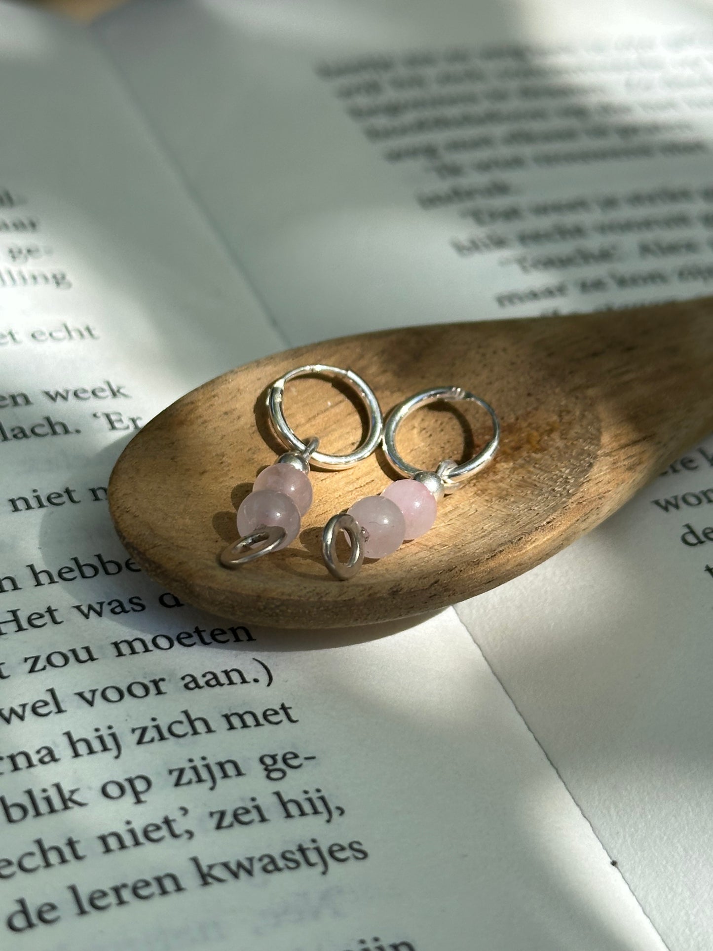 Oorbellen Blush zilver Rose Quartz